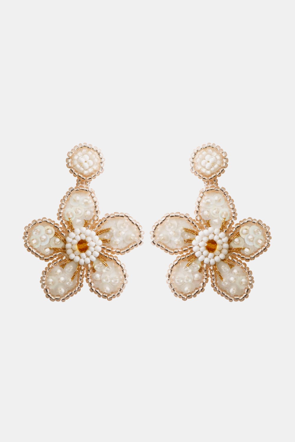 Flower Shape Beaded Dangle Earrings  Earrings- Doll Fits