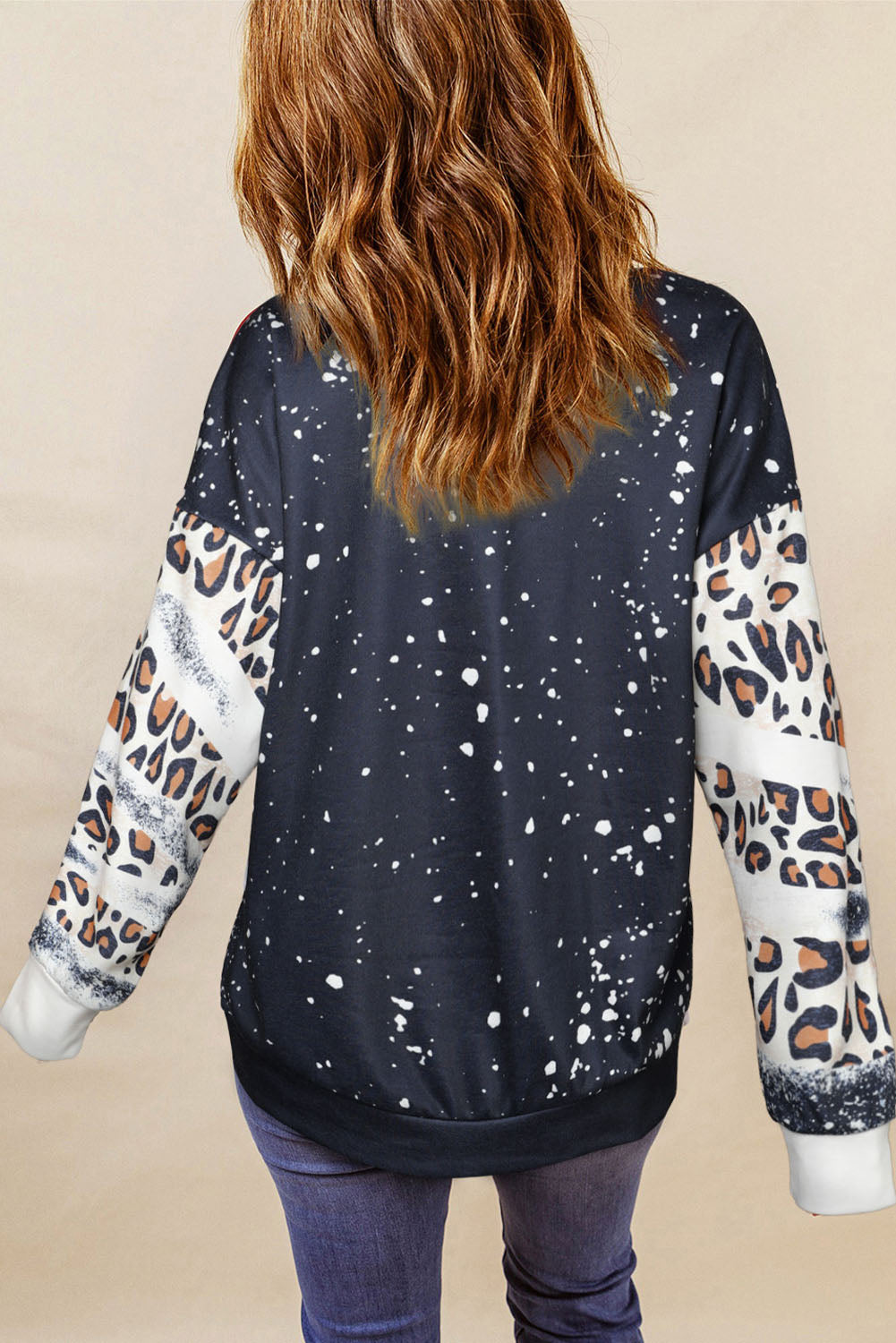 Letter Graphic Leopard Drop Shoulder Sweatshirt  Shirts & Tops- Doll Fits