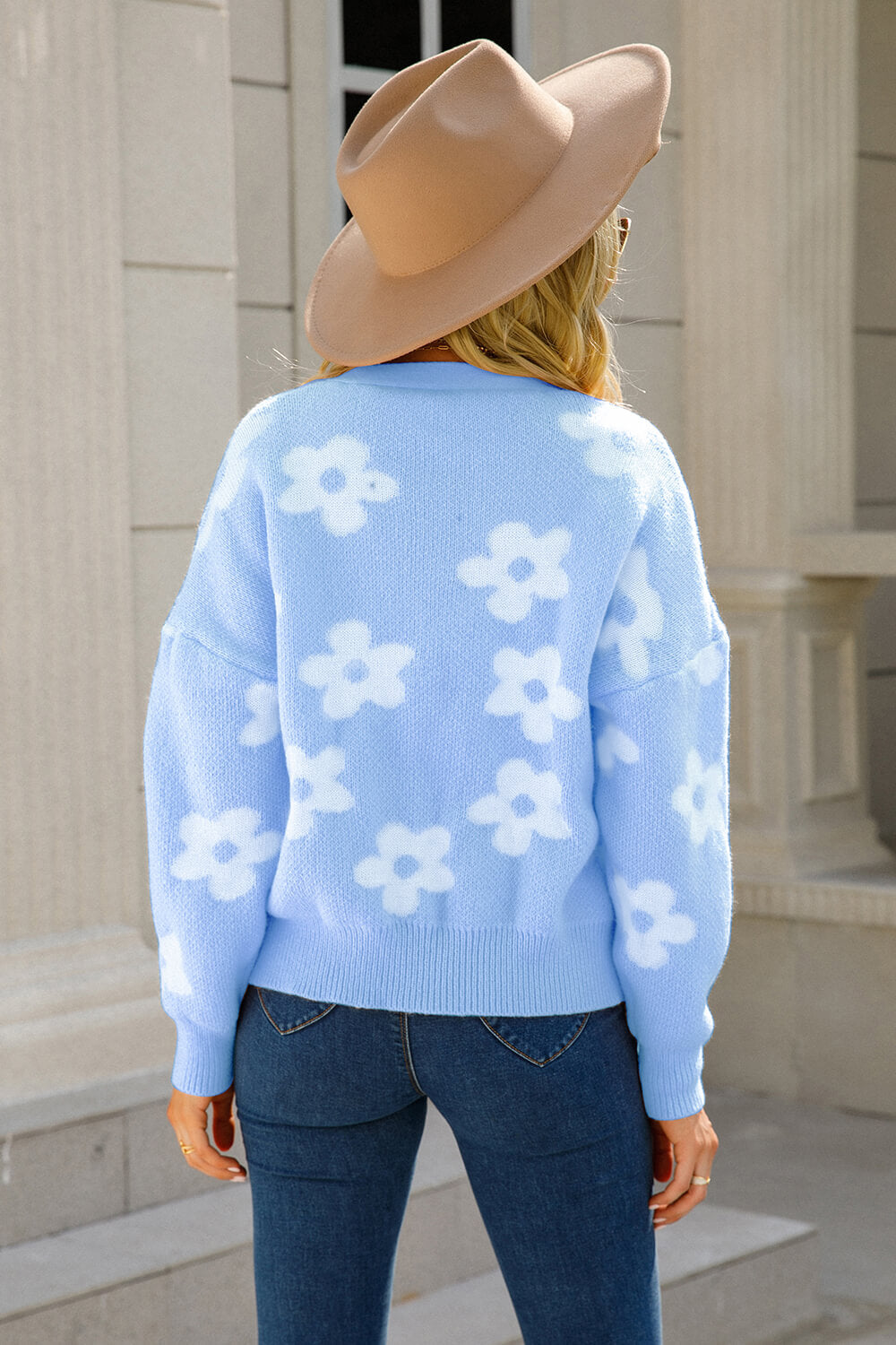 Floral Dropped Shoulder Button-Up Cardigan  Coats & Jackets- Doll Fits