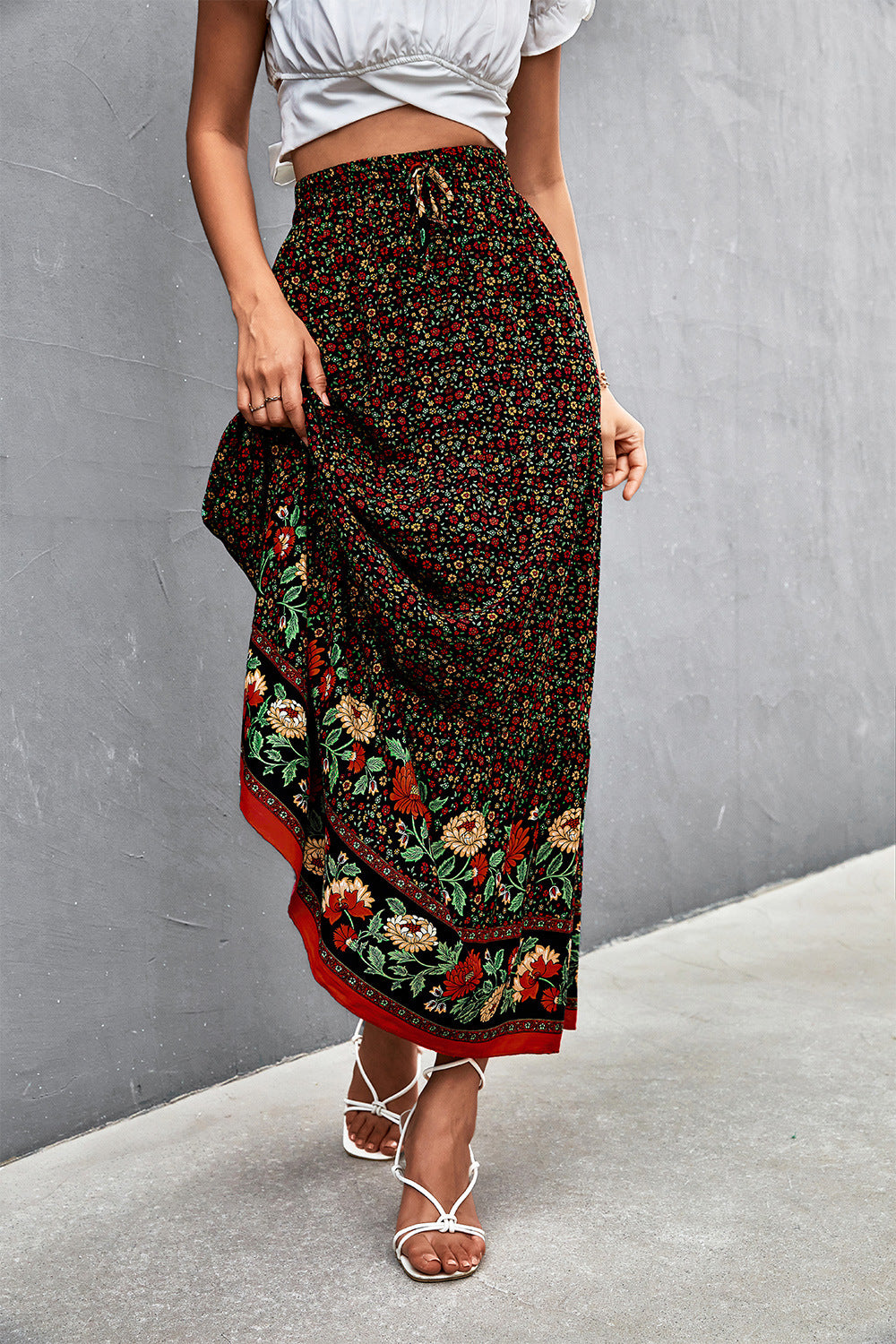 Floral Tied Maxi Skirt  Skirts- Doll Fits