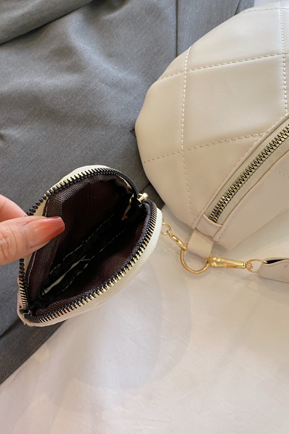 PU Leather Sling Bag with Small Purse  Handbags- Doll Fits