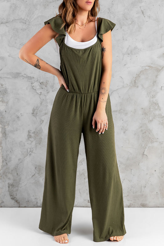Flutter Sleeve Ribbed Jumpsuit  Jumpsuits & Rompers- Doll Fits