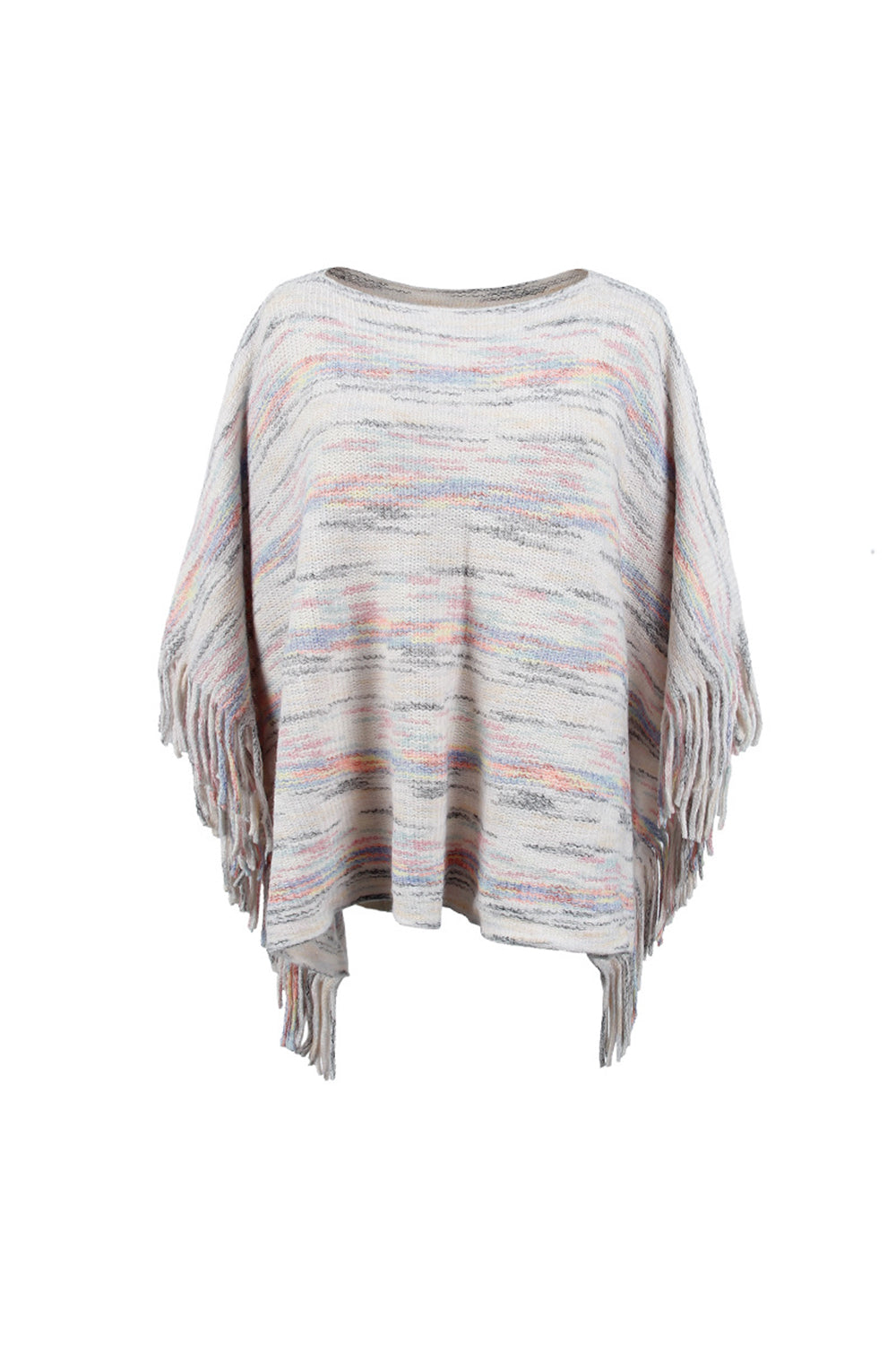 Round Neck Fringe Detail Sleeve Poncho  - Doll Fits