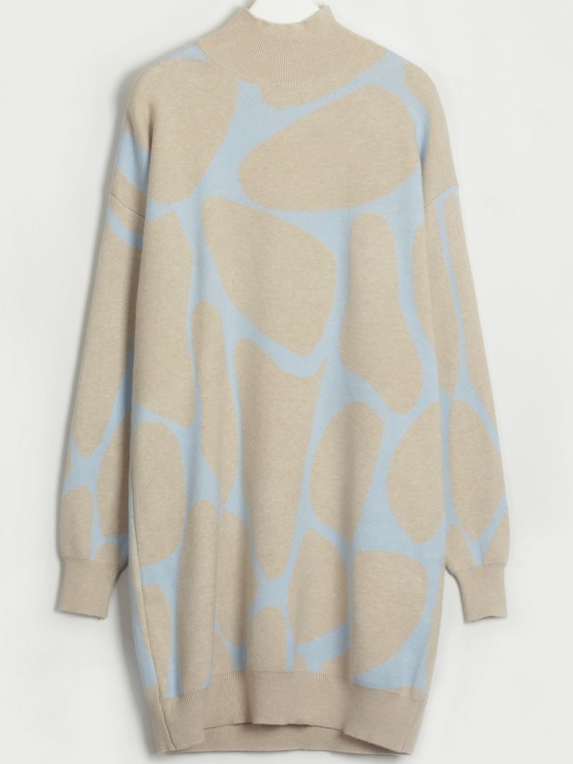 Contrast Mock Neck Sweater Dress  Dresses- Doll Fits