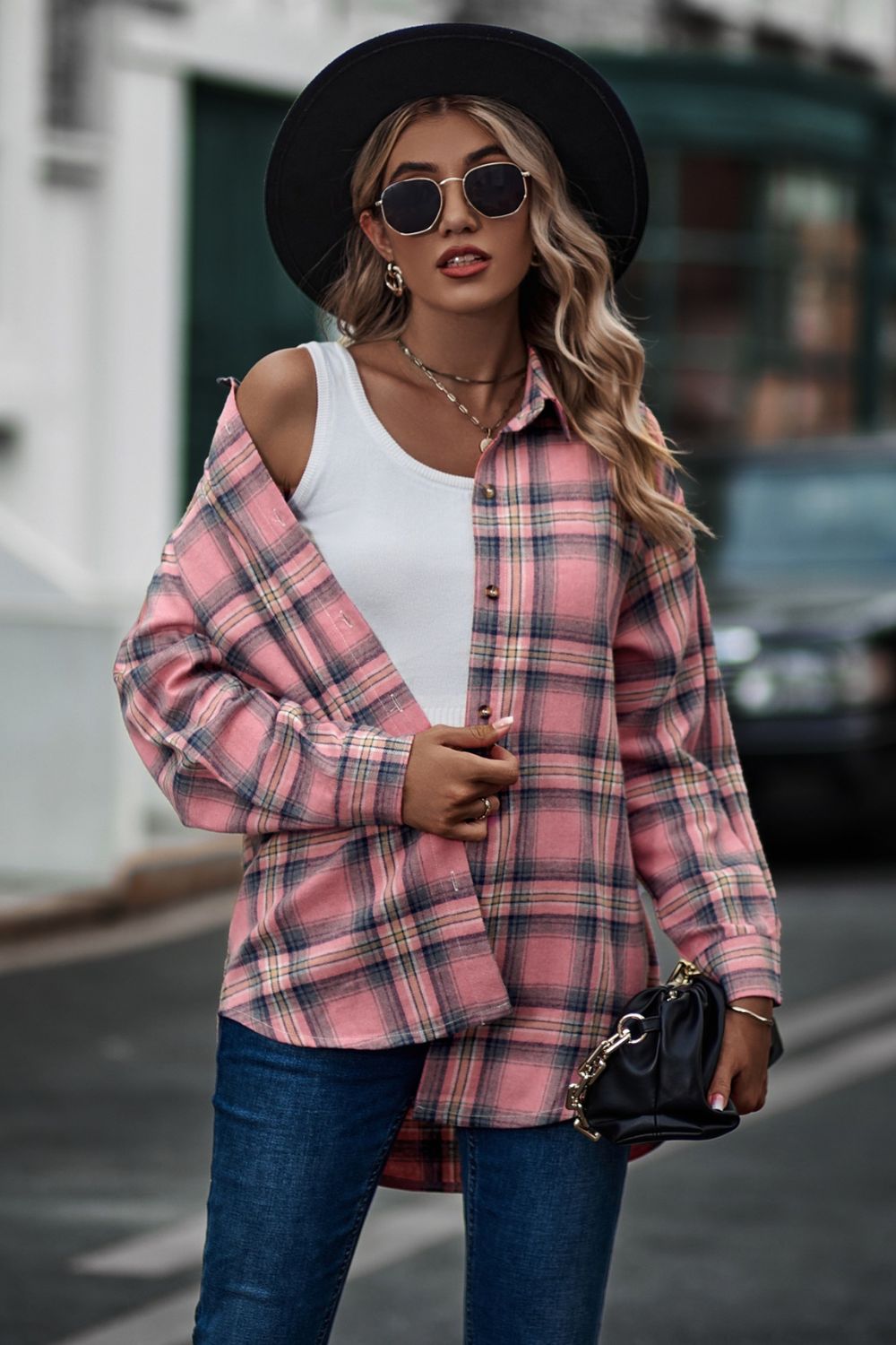 Plaid Long Sleeve Shirt  - Doll Fits