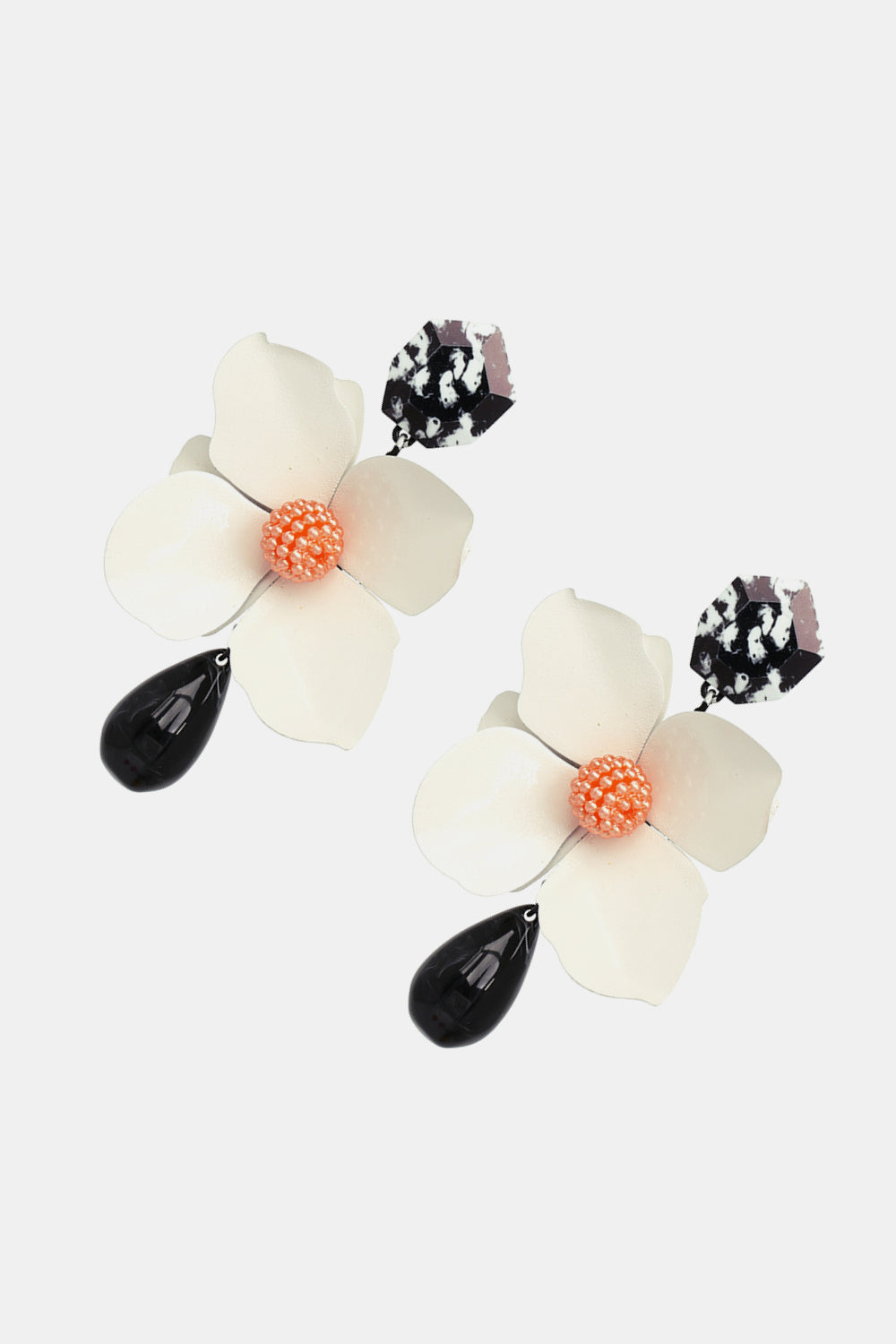 Bloosom Flower and Teardrop Resin Dangle Earrings  Earrings- Doll Fits