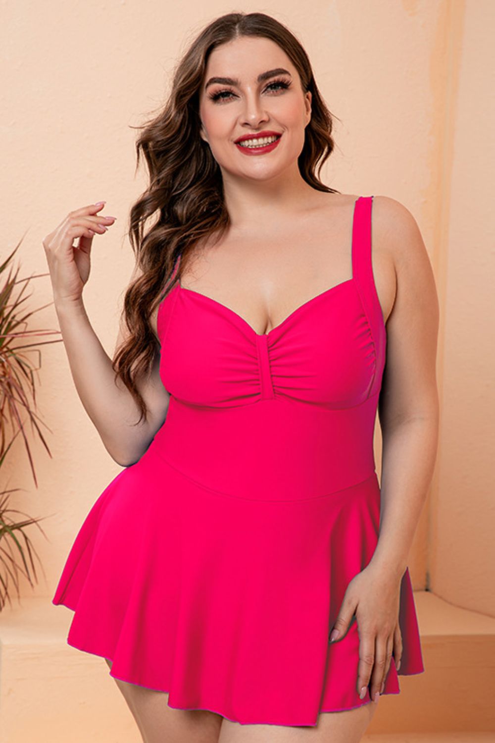 Full Size Gathered Detail Swim Dress  Swimwear- Doll Fits