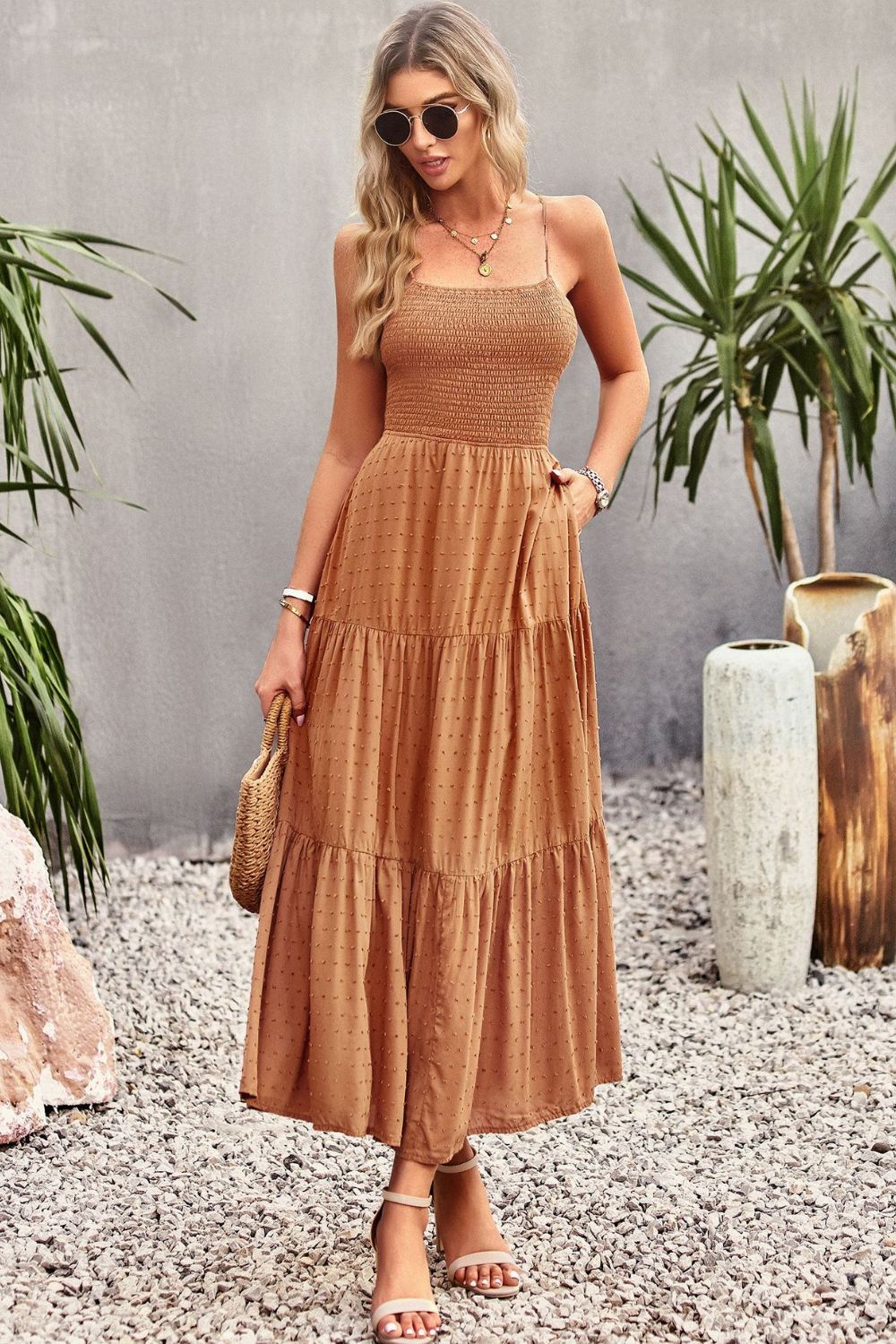 Smocked Lace-Up Tiered Dress  Dresses- Doll Fits