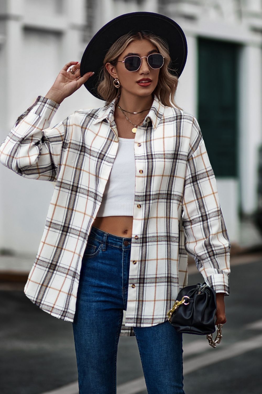 Plaid Long Sleeve Shirt  - Doll Fits