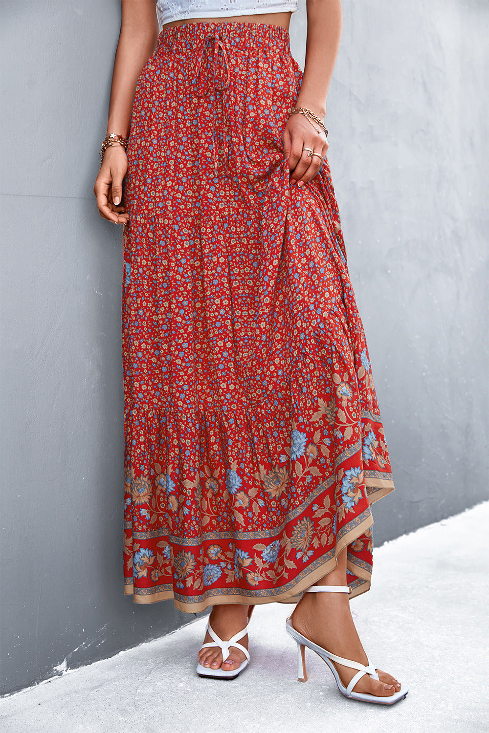 Floral Tied Maxi Skirt  Skirts- Doll Fits