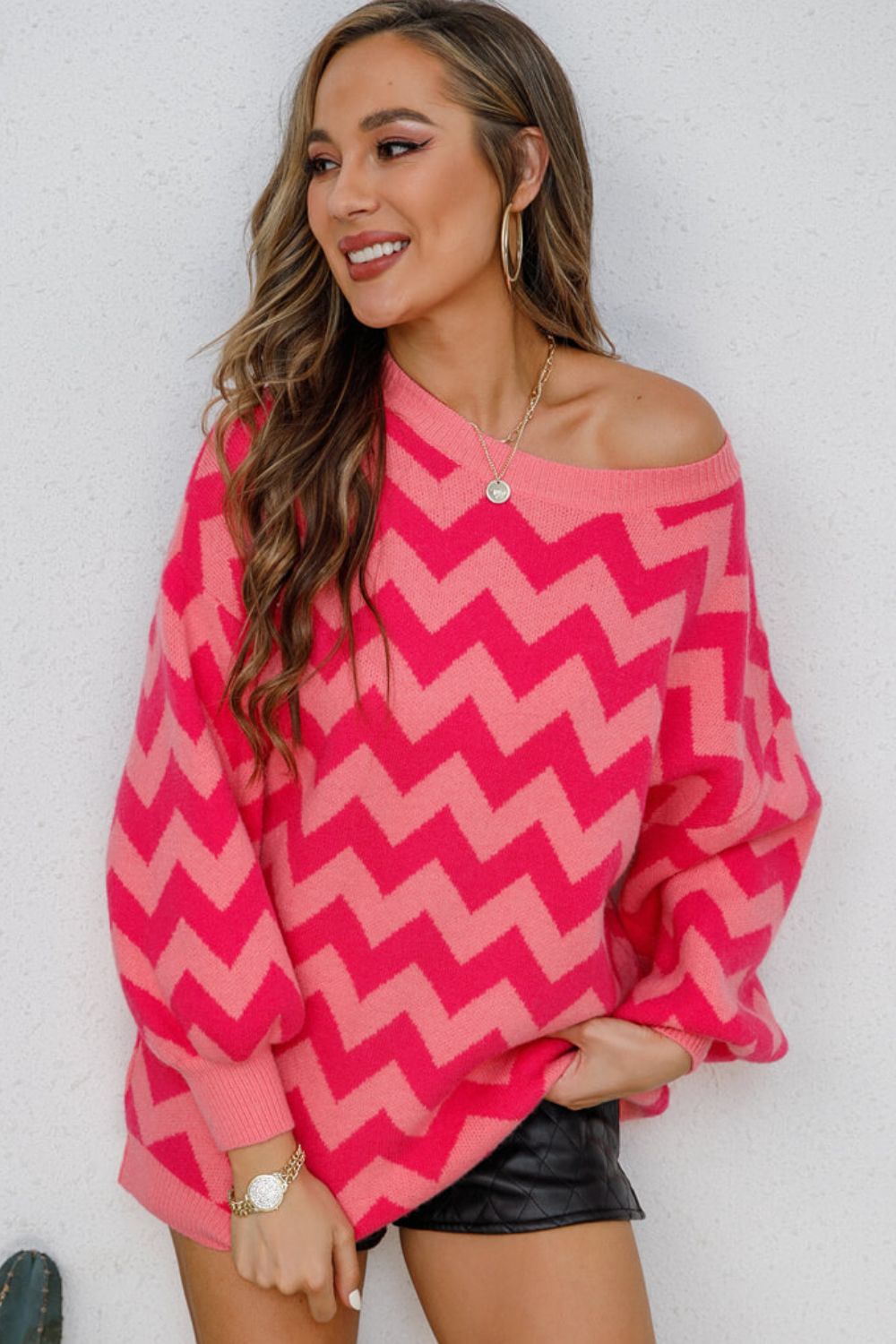 Chevron Lantern Sleeve Tunic Sweater  Shirts & Tops- Doll Fits