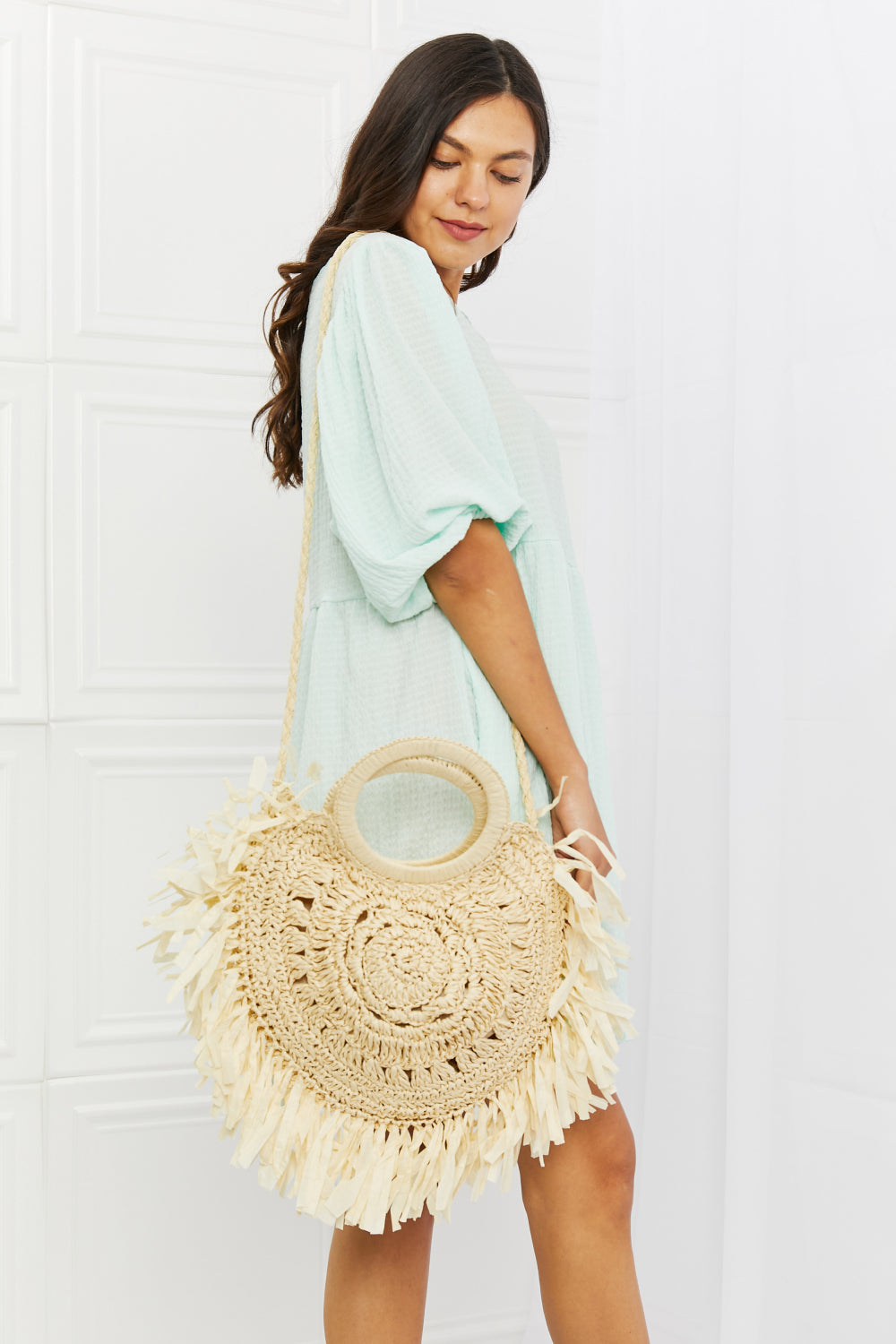 Fame Found My Paradise Straw Handbag  Handbags- Doll Fits