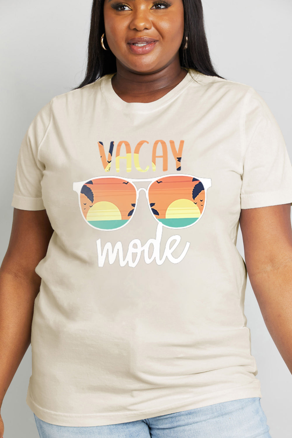 Simply Love Full Size VACAY MODE Graphic Cotton Tee  - Doll Fits