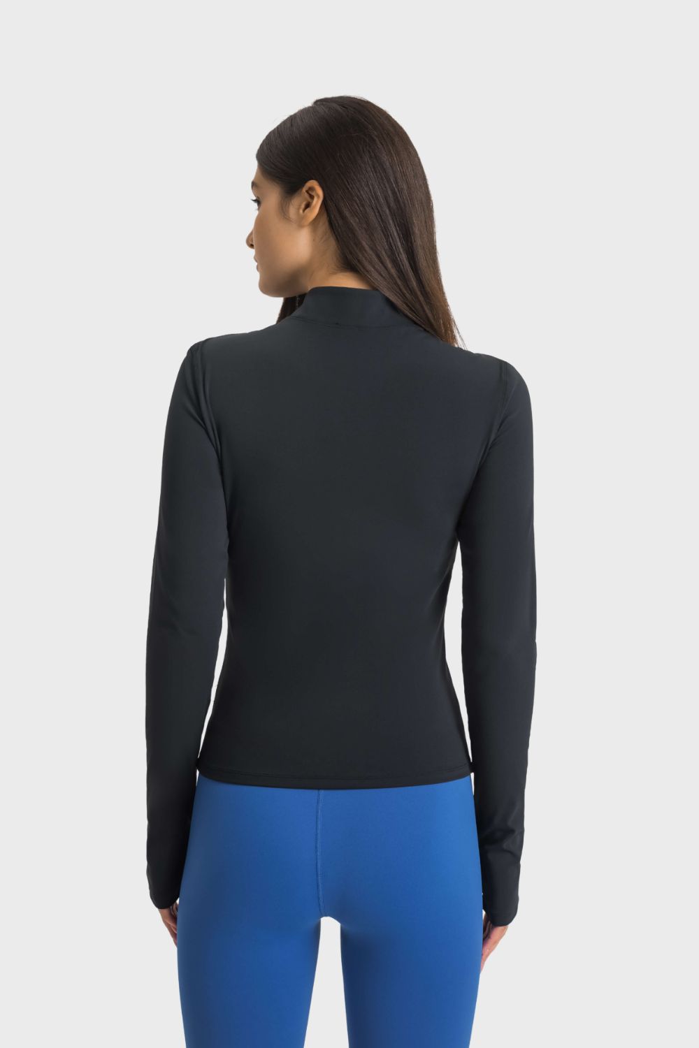Half Zip Thumbhole Sleeve Sports Top  Activewear- Doll Fits