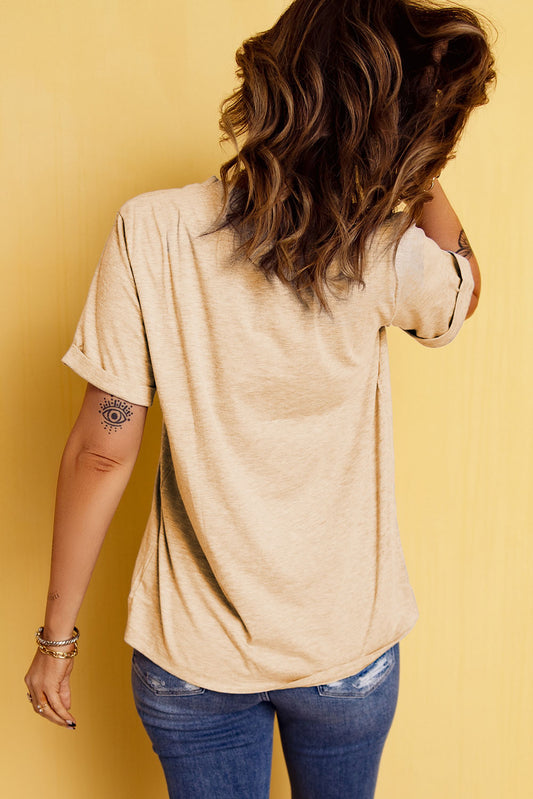 Corn Letter Graphic Cuffed Tee  Shirts & Tops- Doll Fits