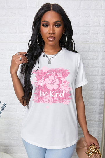 BE KIND Flower Graphic Round Neck Tee  - Doll Fits