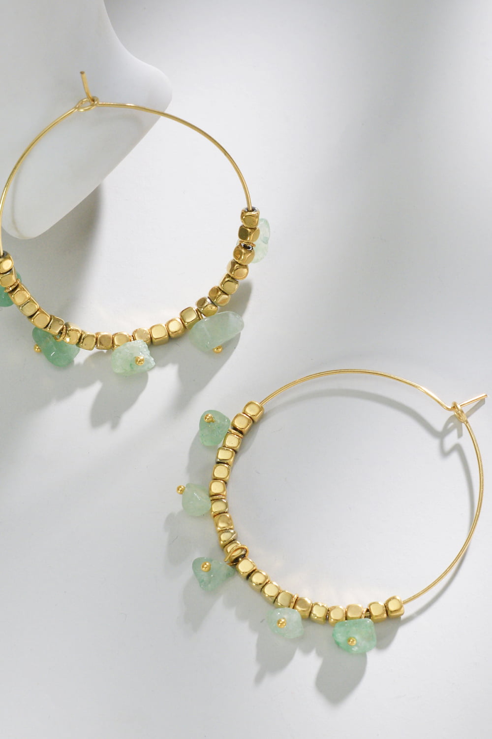 Turquoise Stainless Steel Hoop Earrings  Earrings- Doll Fits
