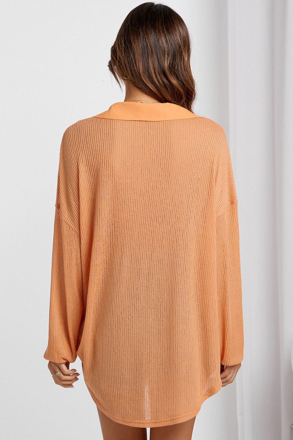 Button Front Dropped Shoulder Knit Shirt  Shirts & Tops- Doll Fits