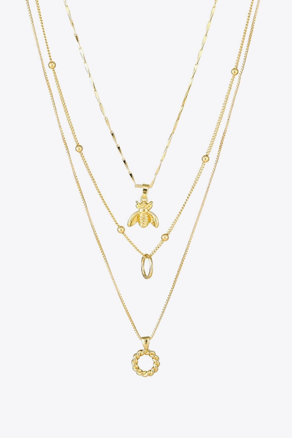 Twisted Detail Necklace Three-Piece Set  Necklaces- Doll Fits