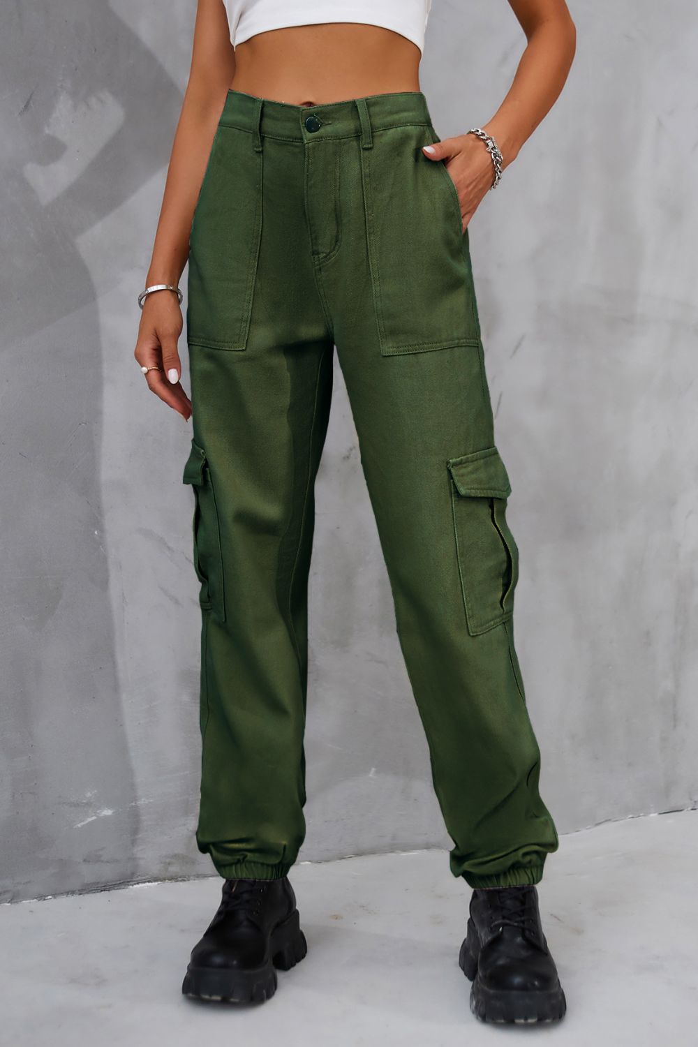 Buttoned High Waist Jeans with Pockets  - Doll Fits