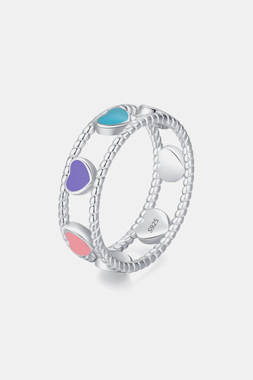 925 Sterling Silver Cutout Heart Shape Ring  - Doll Fits