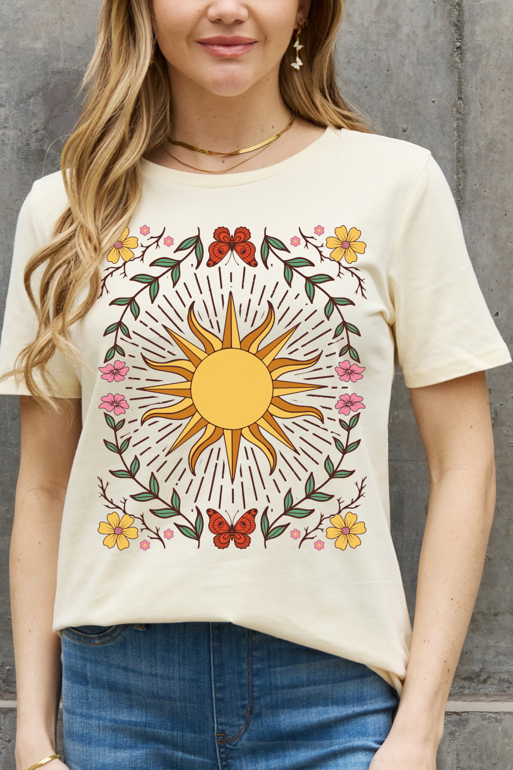 Simply Love Full Size Sun Graphic Cotton Tee  Shirts & Tops- Doll Fits