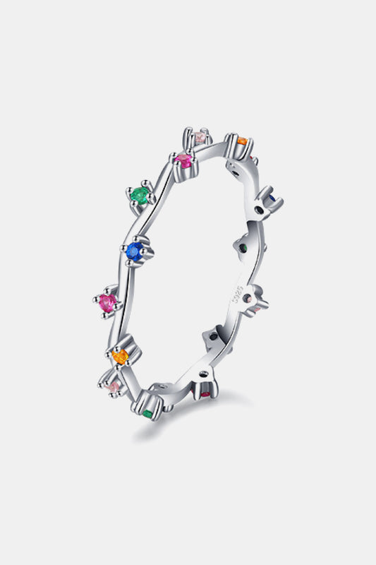 Multicolor 925 Sterling Silver Zircon Ring  - Doll Fits