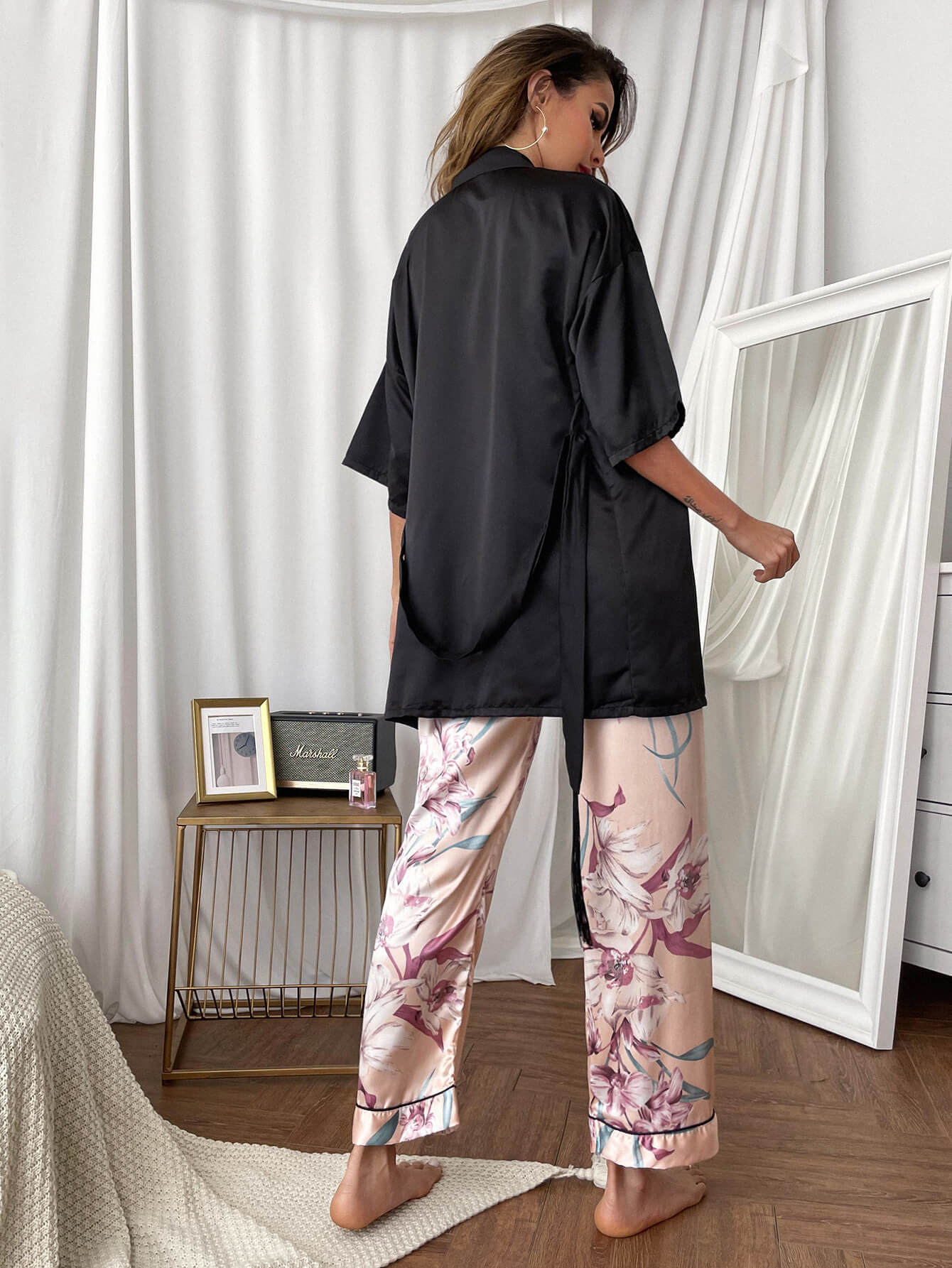 Cami, Robe, and Printed Pants Pajama Set  Sleepwear & Loungewear- Doll Fits