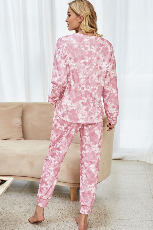 Tie-Dye Long Sleeve Top and Drawstring Joggers Lounge Set  Outfit Sets- Doll Fits