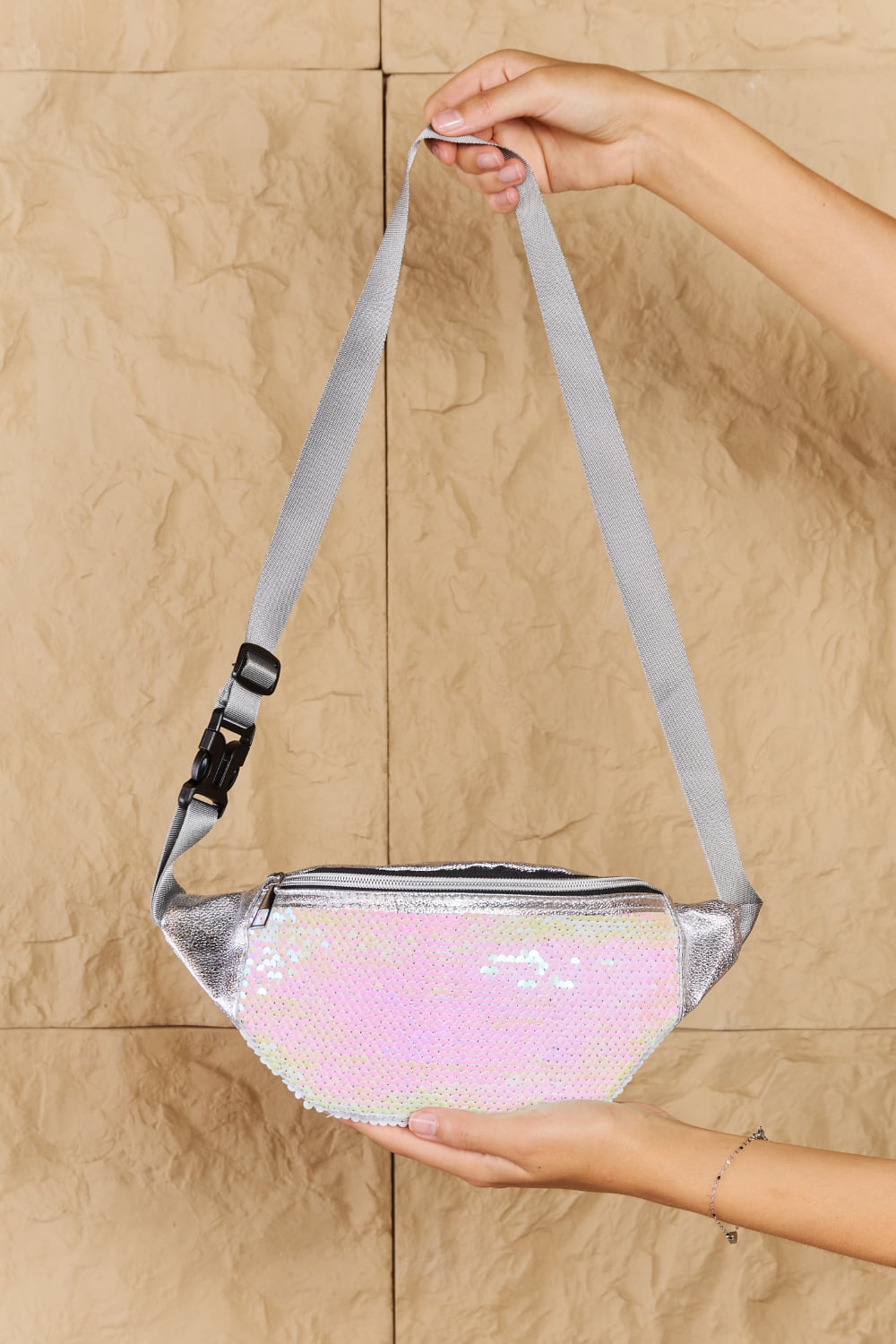 Fame Festival Baby Sequin Front Single Zipper Fanny Pack  - Doll Fits