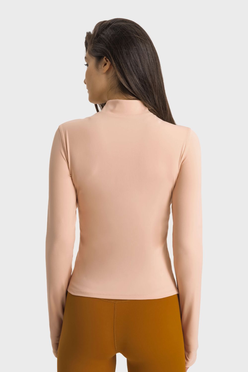 Half Zip Thumbhole Sleeve Sports Top  Activewear- Doll Fits