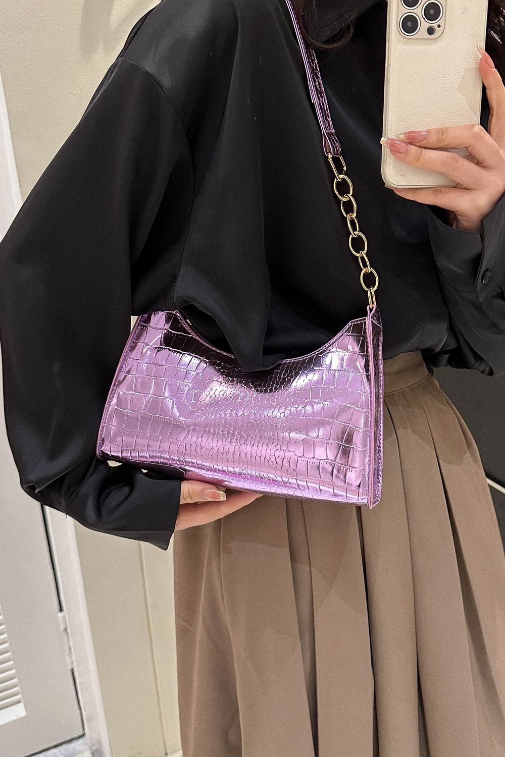 PU Leather Shoulder Bag  - Doll Fits