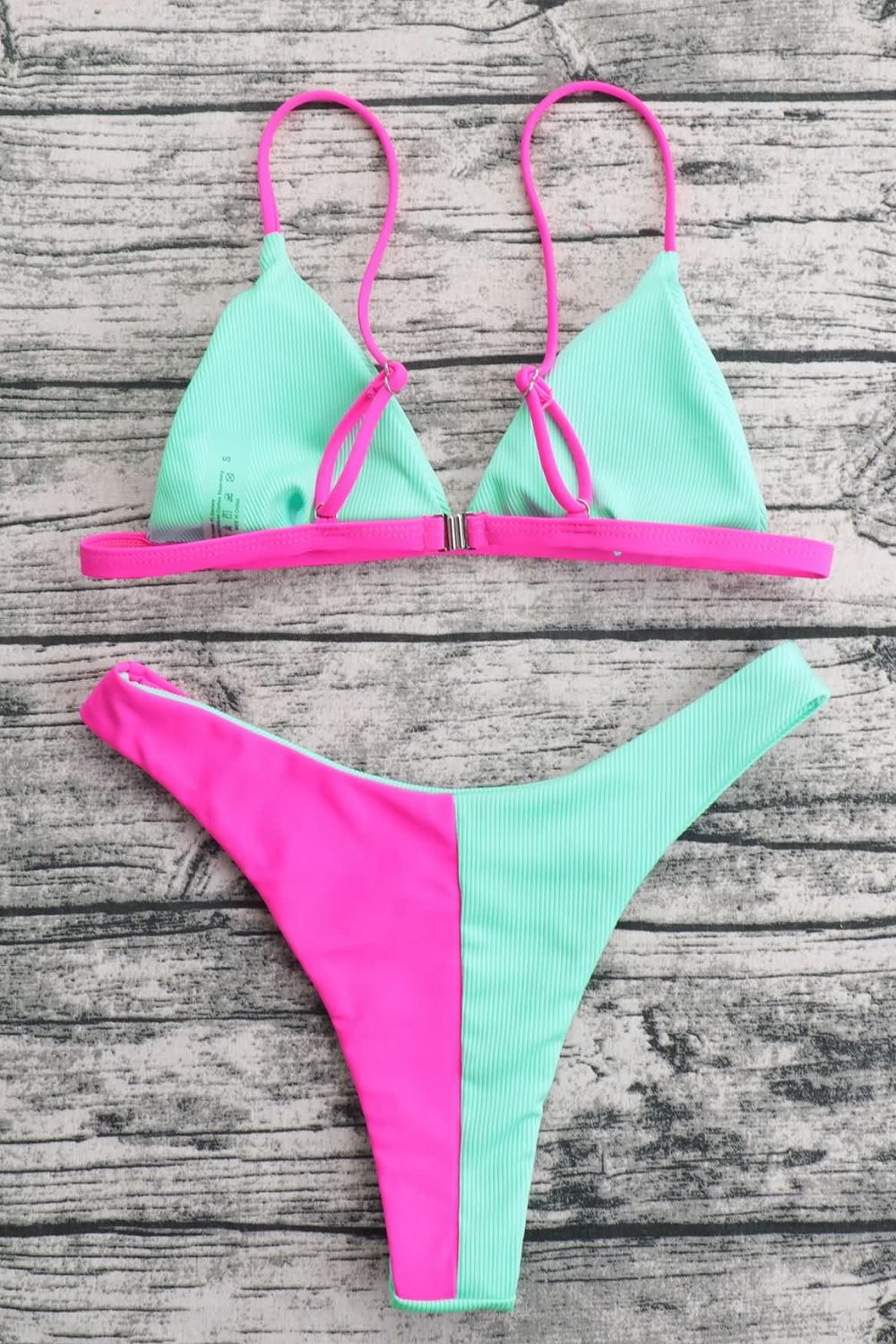 Contrast Ribbed Bikini Set  Swimwear- Doll Fits