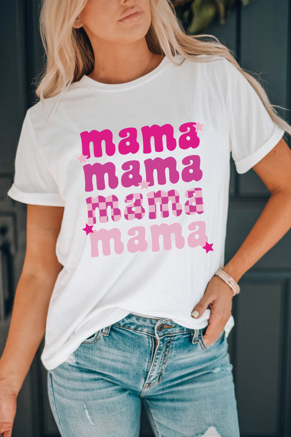 MAMA Graphic Round Neck T-Shirt  Shirts & Tops- Doll Fits