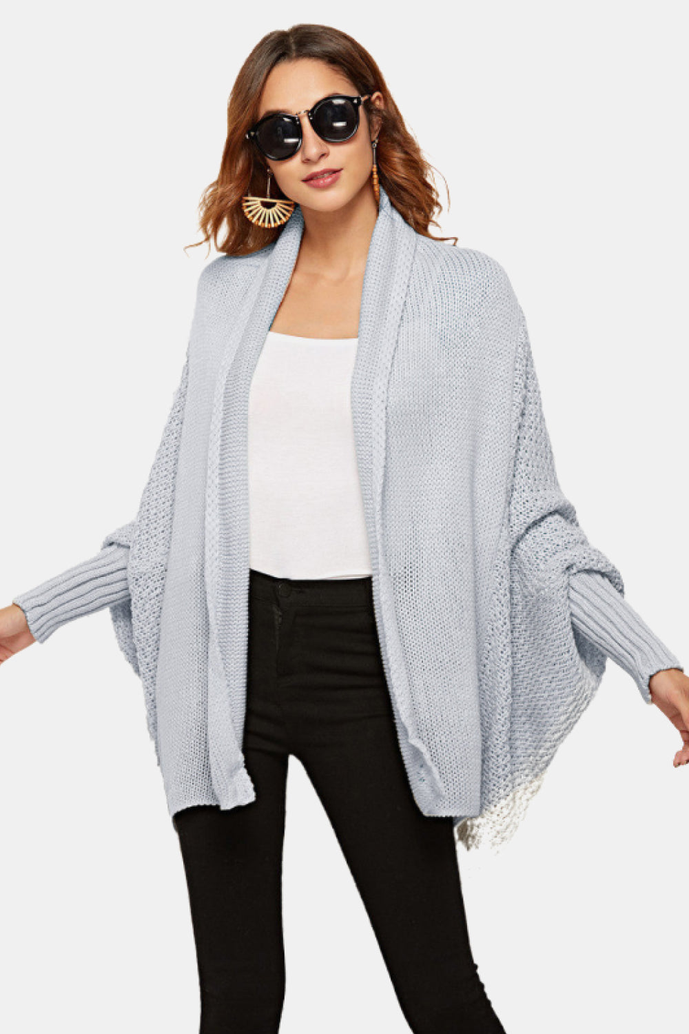 Open Front Dolman Sleeve Longline Cardigan  Shirts & Tops- Doll Fits