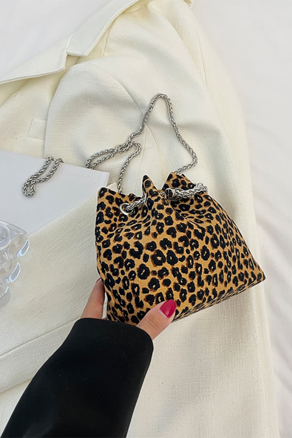 Animal Print Nylon Bucket Bag  - Doll Fits