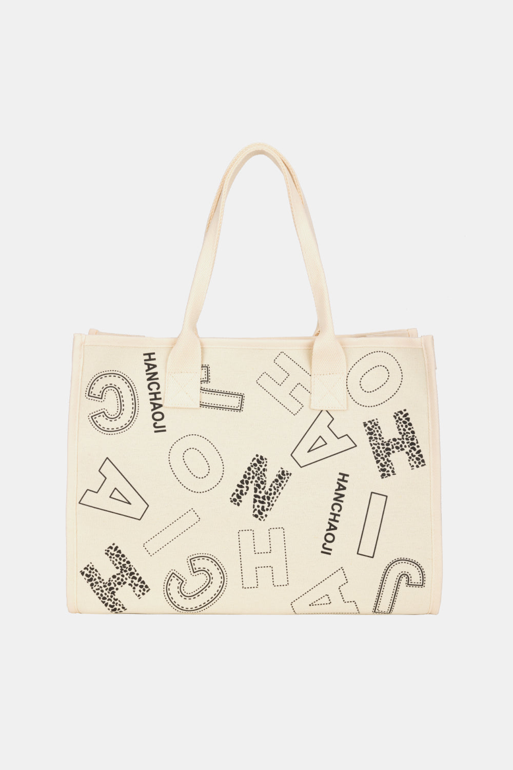 Letter Print Canvas Tote Bag  Handbags- Doll Fits