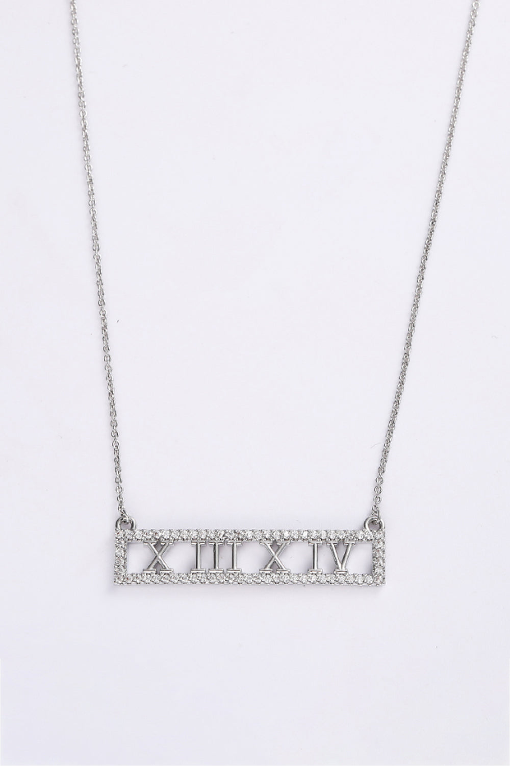 Inlaid Cubic Zirconia Bar Pendant Necklace  Necklaces- Doll Fits