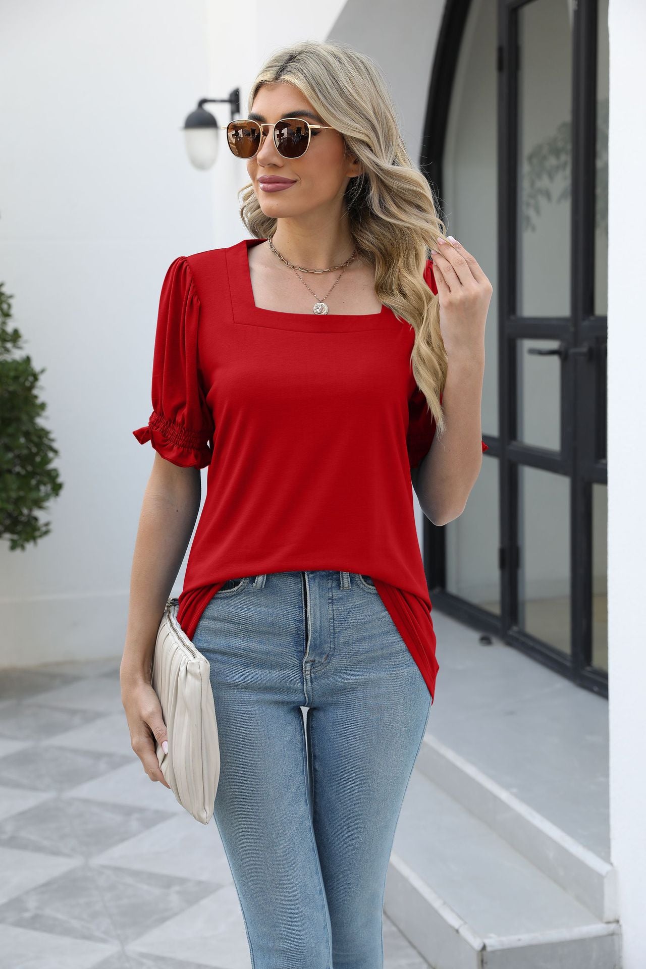 Square Neck Flounce Sleeve Top  Shirts & Tops- Doll Fits