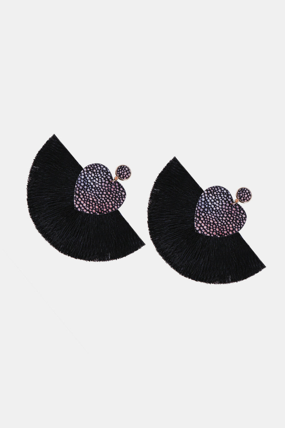 Heart Shape Fringed Dangle Earrings  Earrings- Doll Fits