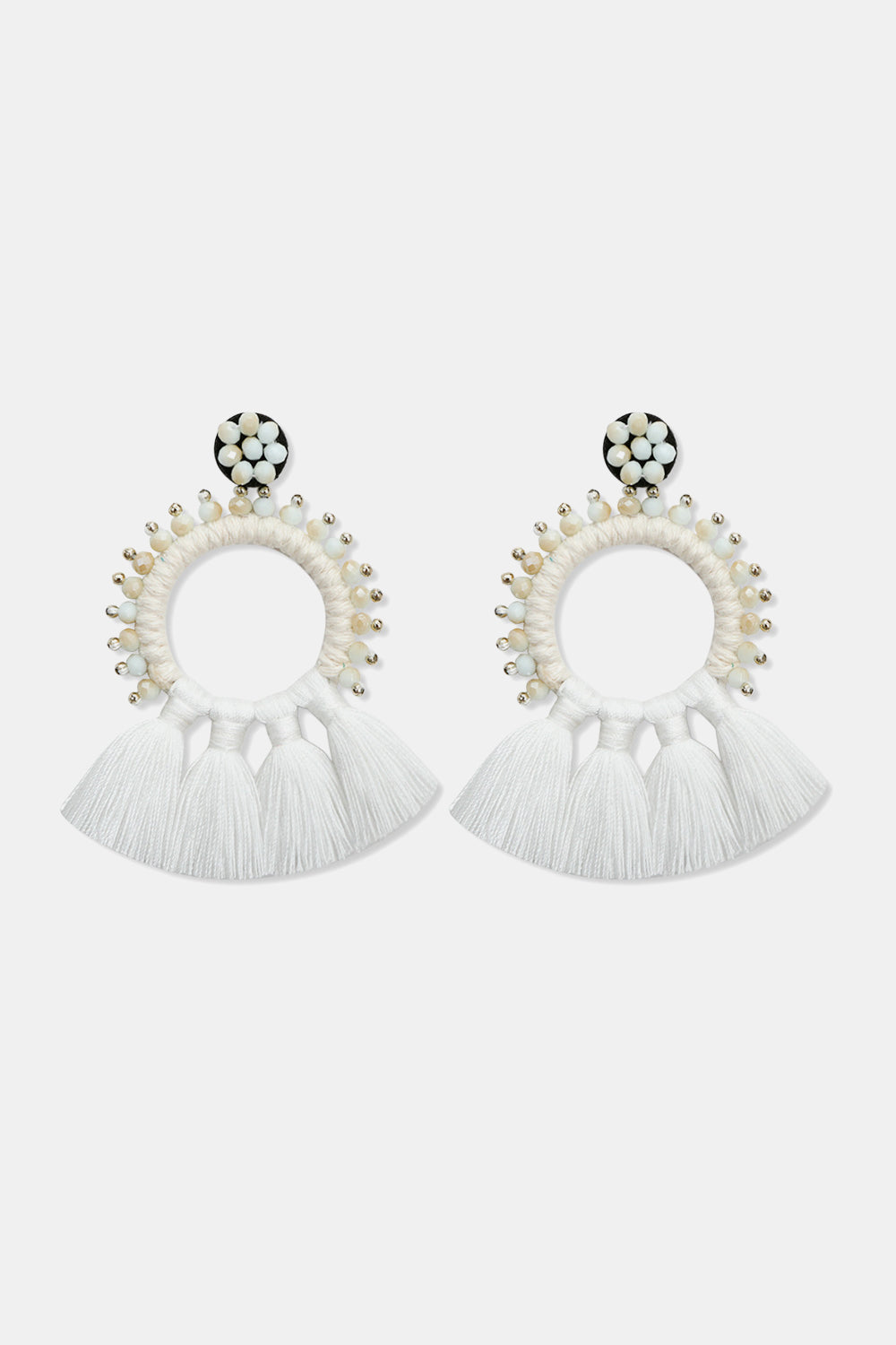 Bead Detail Tassel Dangle Earrings  Earrings- Doll Fits