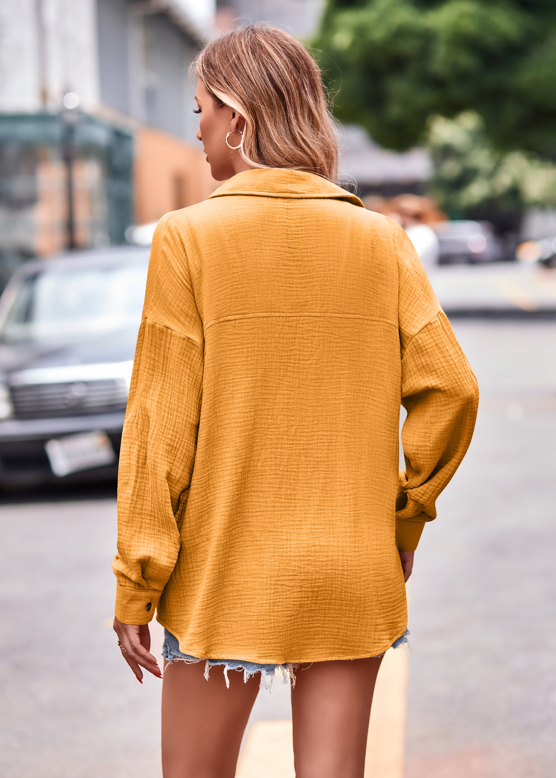 Textured Dropped Shoulder Longline Shirt  - Doll Fits