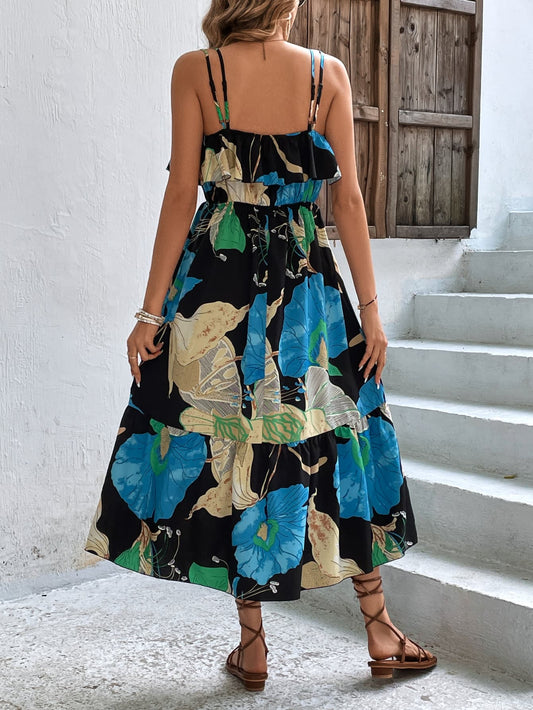 Floral Double-Strap Ruffle Hem Dress  Dresses- Doll Fits