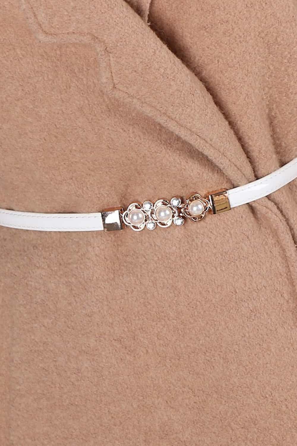 Rhinestone Flower Adjustable PU Leather Belt  Belts- Doll Fits