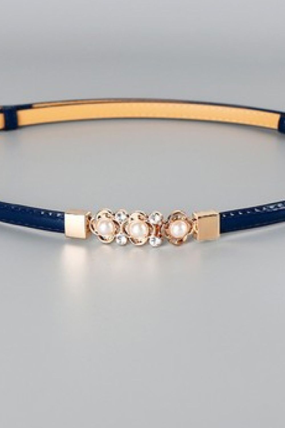 Rhinestone Flower Adjustable PU Leather Belt  Belts- Doll Fits