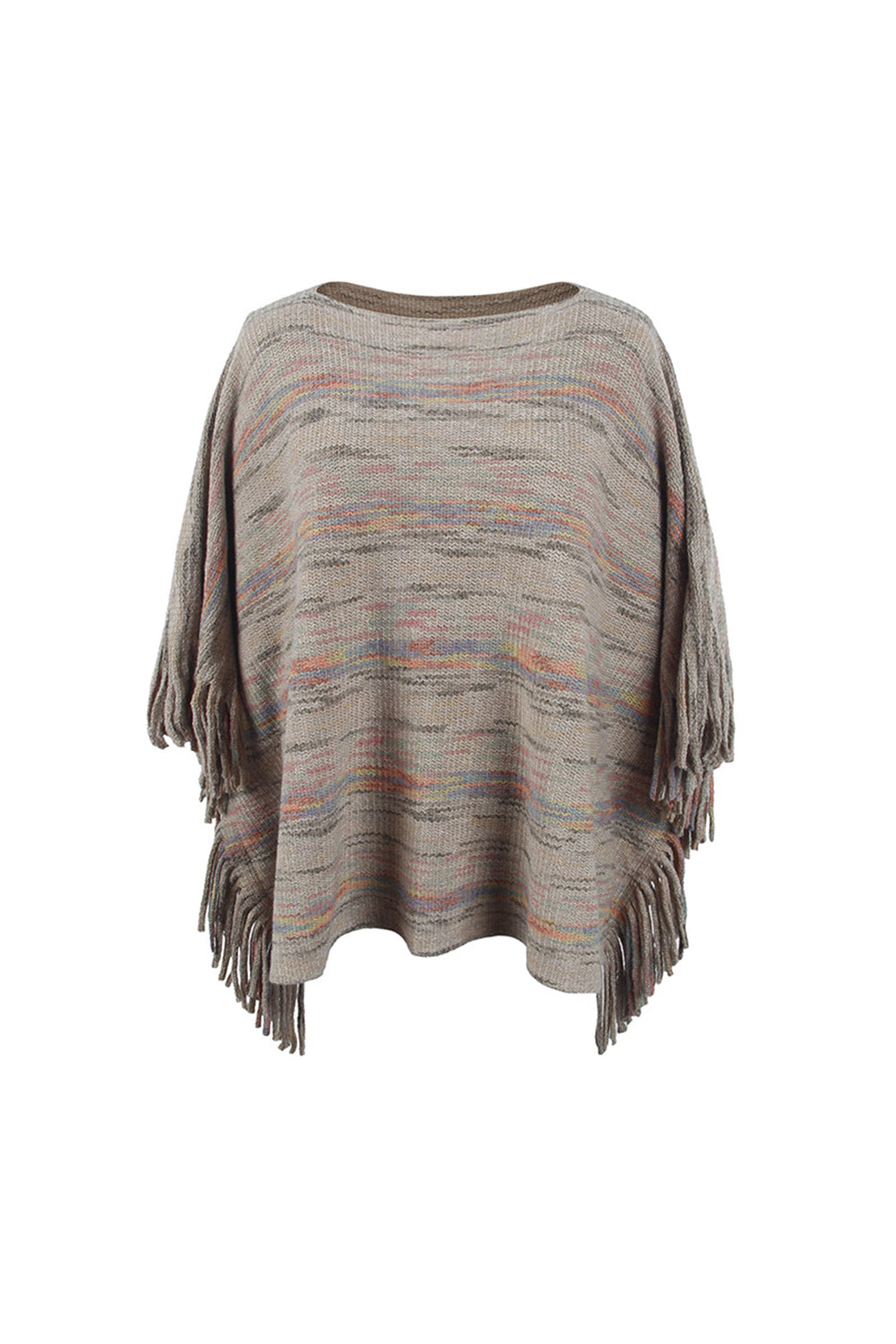 Round Neck Fringe Detail Sleeve Poncho  - Doll Fits