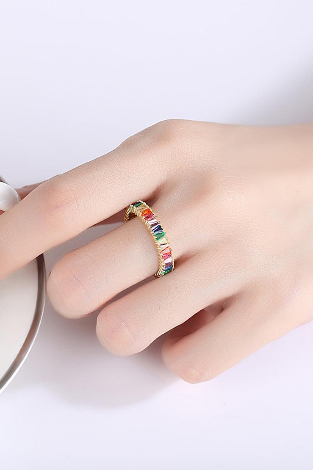 Multicolored Cubic Zirconia 925 Sterling Silver Ring  - Doll Fits