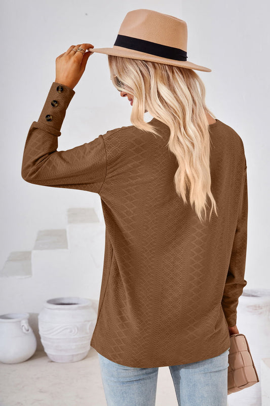 V-Neck Long Sleeve Blouse  - Doll Fits