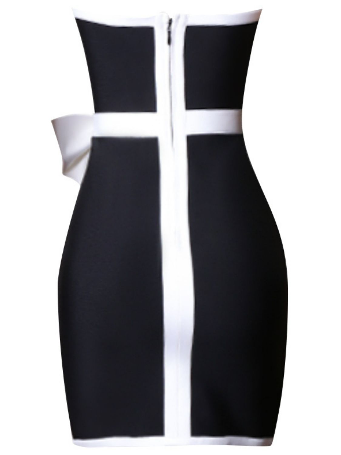 Contrast Strapless Bow Detail Mini Dress  Dresses- Doll Fits