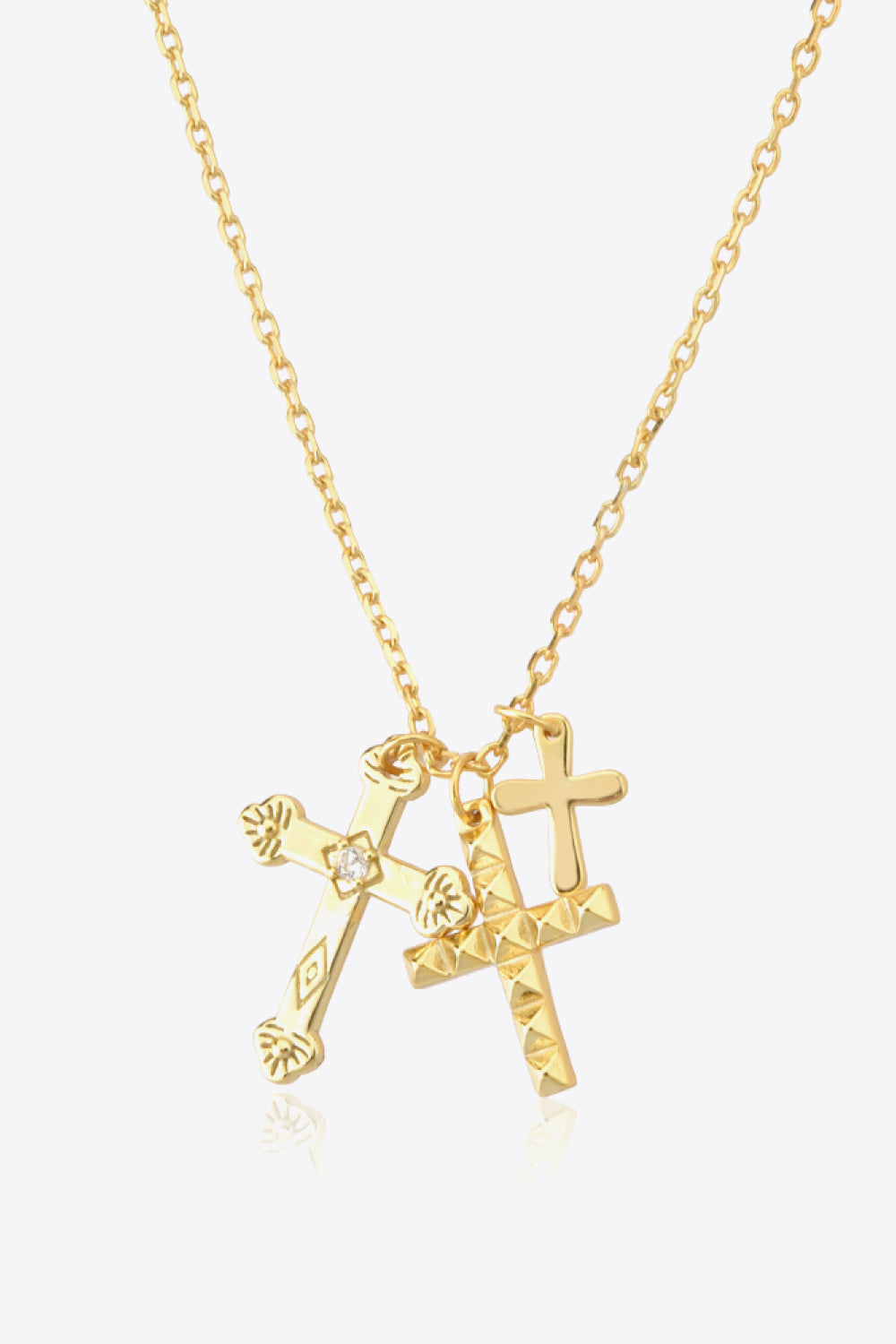 Inlaid Zircon Cross Pendant 925 Sterling Silver Necklace  Necklaces- Doll Fits